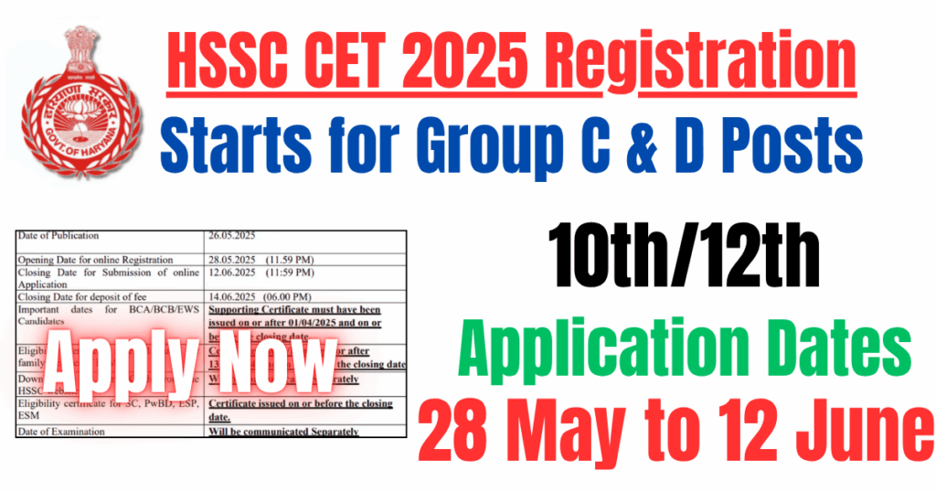 HSSC CET 2025 Registration