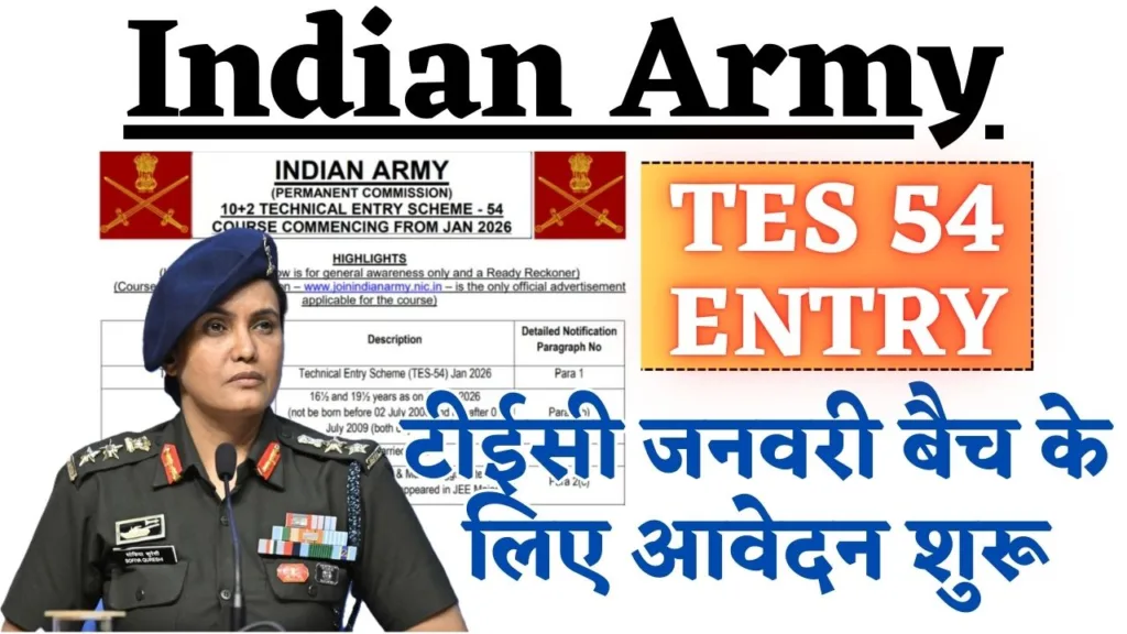 Indian Army TES 54 Entry for January 2026 Batch