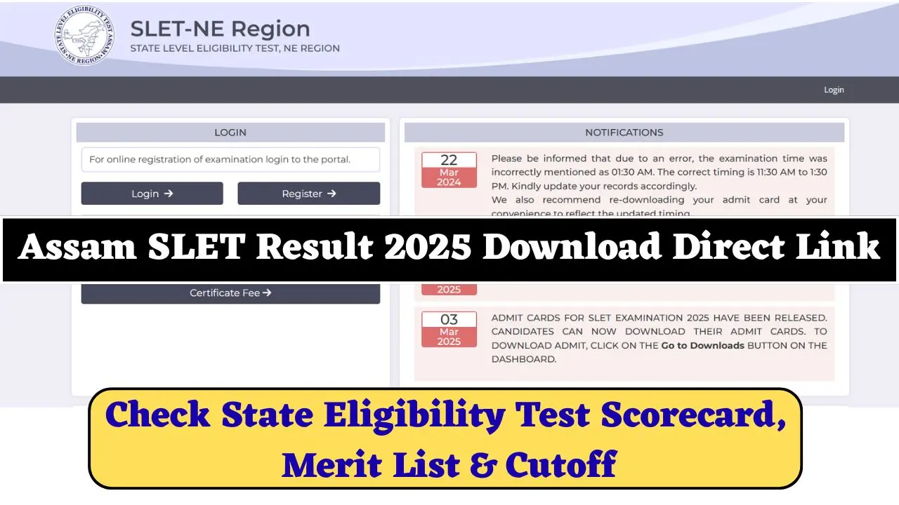 Assam SLET Result 2025 Download Direct Link